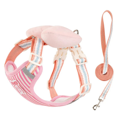 Dog Harness with Bow & No-Pull Leash