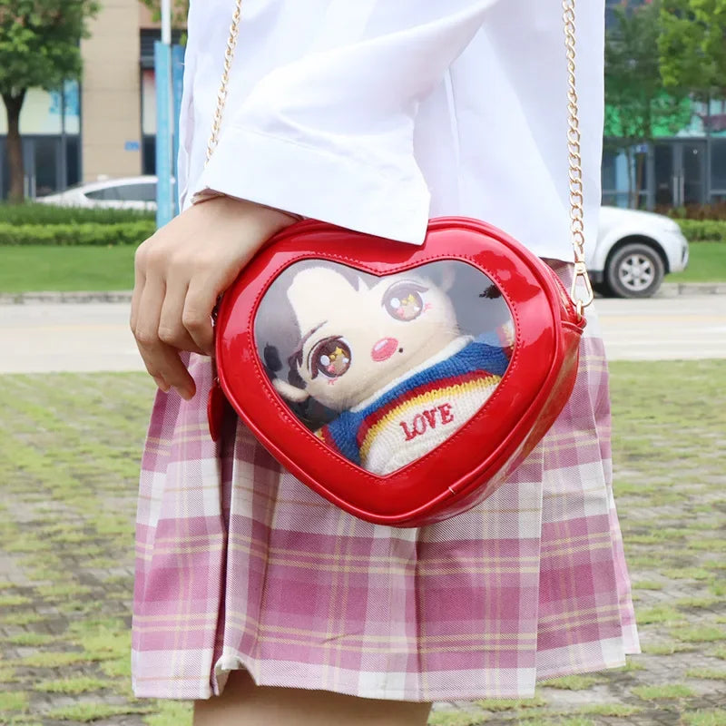 Heart-Shaped Transparent Ita Crossbody Bag