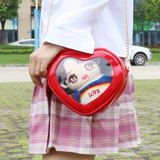 Heart-Shaped Transparent Ita Crossbody Bag