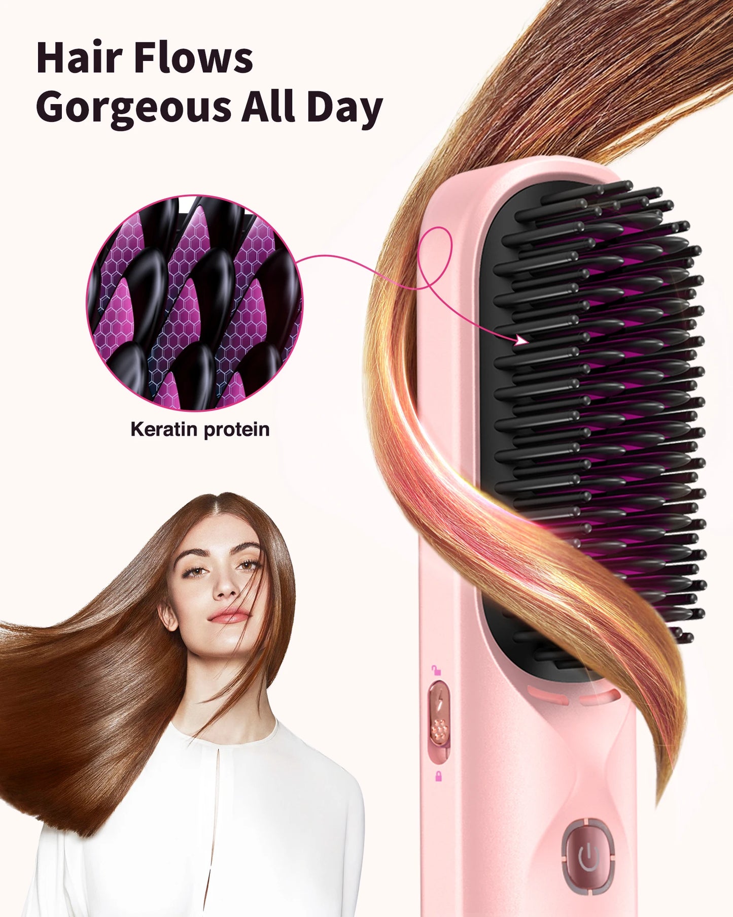 Cordless Hair Straightener Brush 10000mAh