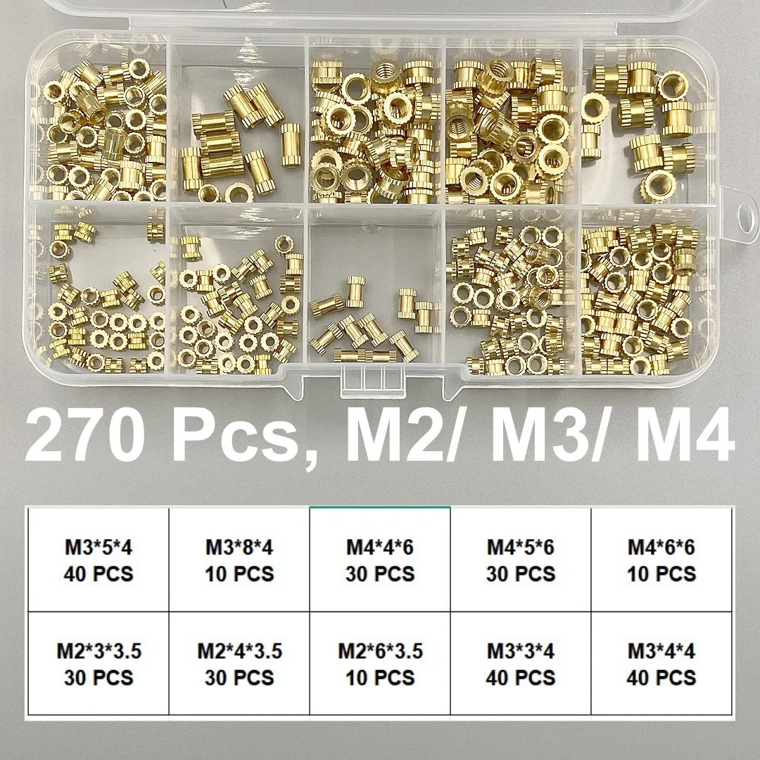 Brass Heat Threaded Insert Nut Assortment