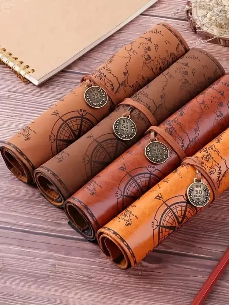 Vintage Treasure Map Roll Pencil Case