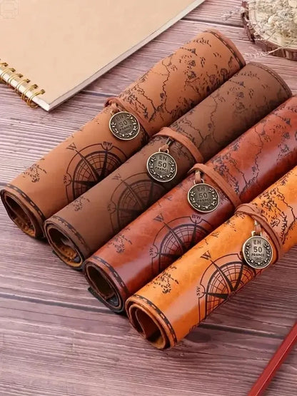 Vintage Treasure Map Roll Pencil Case