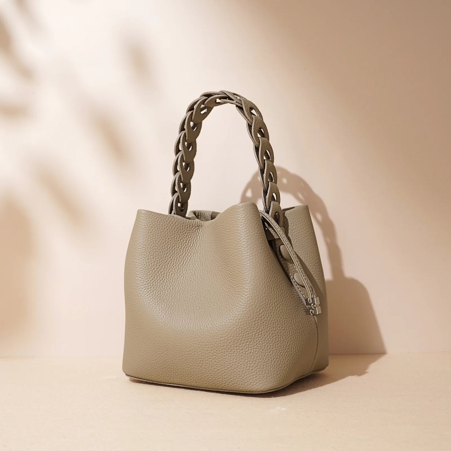 Genuine Leather Bucket Shoulder Bag