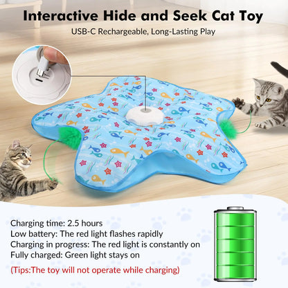 Interactive Hide & Seek Cat Toy with Moving Feather