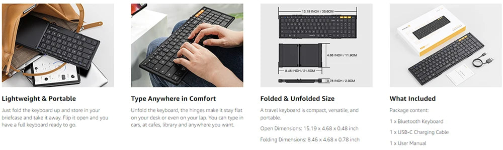 Foldable Bluetooth Keyboard with Numeric Keypad