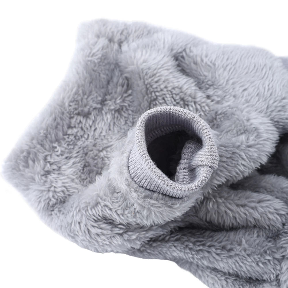 Warm Fleece Dog Jumpsuit with D-Ring
