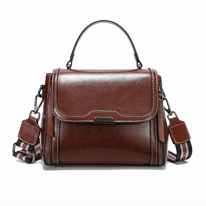 Genuine Cow Leather Top Handle Crossbody Bag