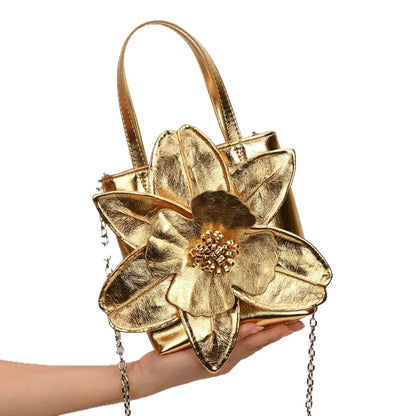 3D Floral PU Leather Bucket Handbag