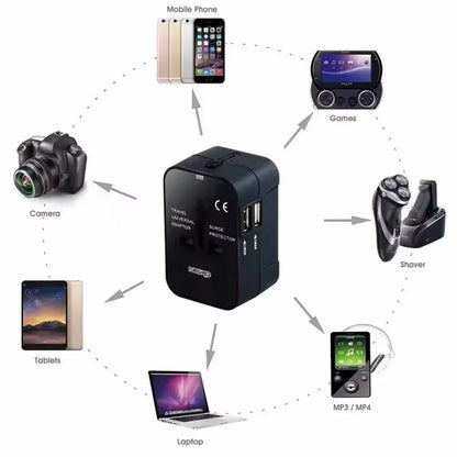 Universal Travel Power Adapter with Dual USB Ports