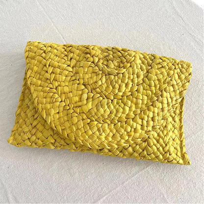 Women’s Handwoven Straw Envelope Clutch Bag