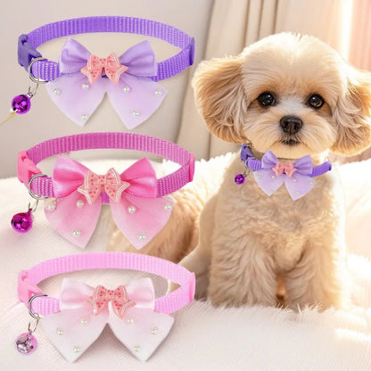 Adjustable Pet Dog Bow Collar