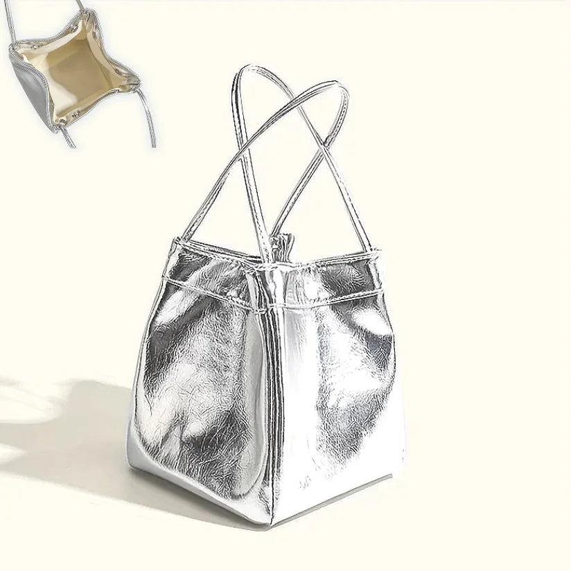 Women’s PU Drawstring Purse with Matching Wallet