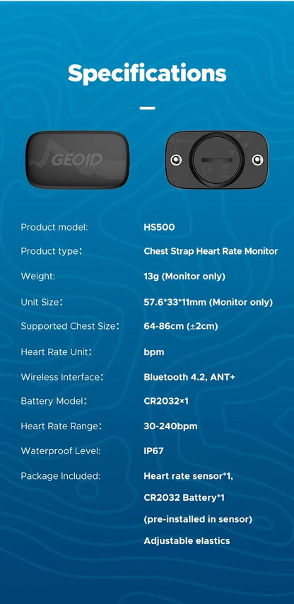 Bluetooth & ANT+ Chest Strap Heart Rate Sensor
