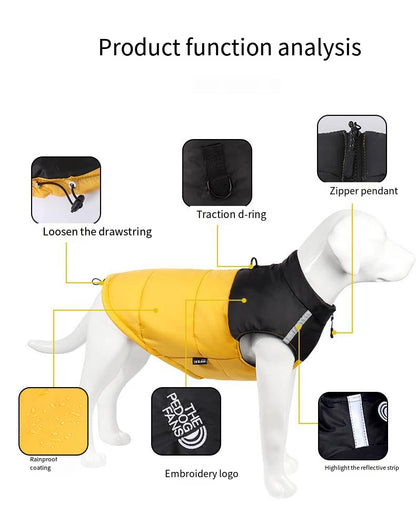 Waterproof Insulated Dog Jacket with Harness – Winter Pet Coat