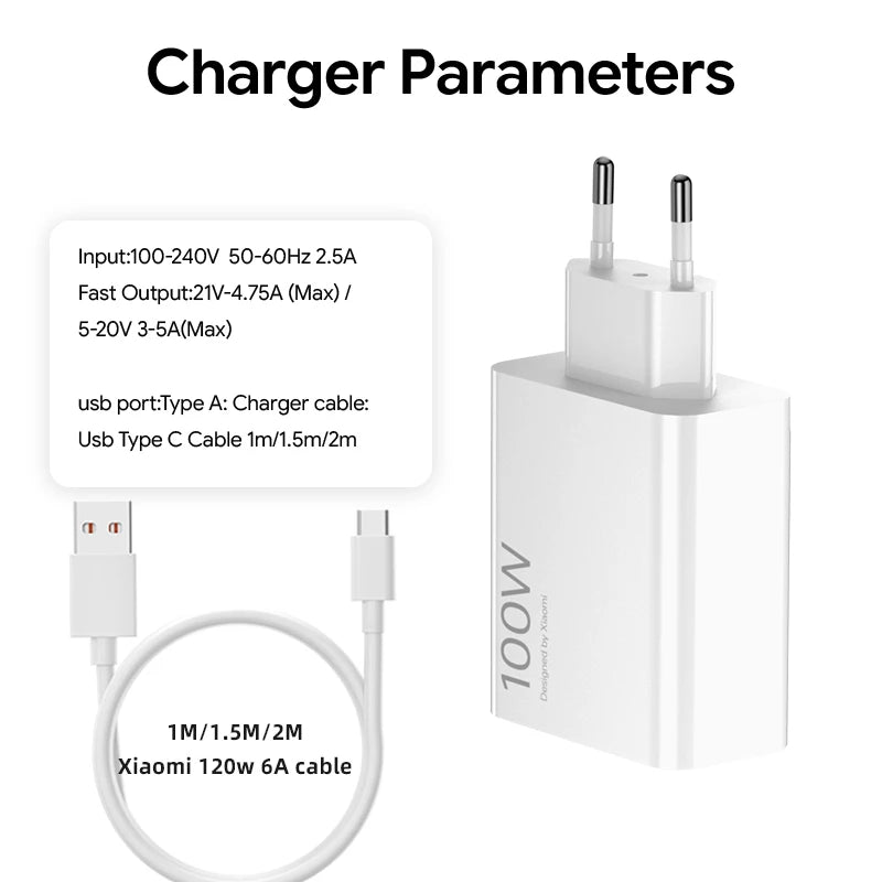 Xiaomi 100W HyperCharge Fast Charger with Type-C Cable