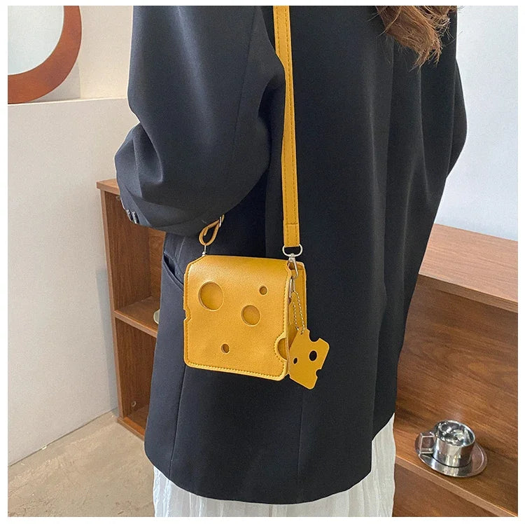 Cheese-Shaped Mini Crossbody Bag for Women