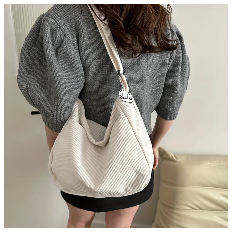 Corduroy Half Moon Shoulder Bag