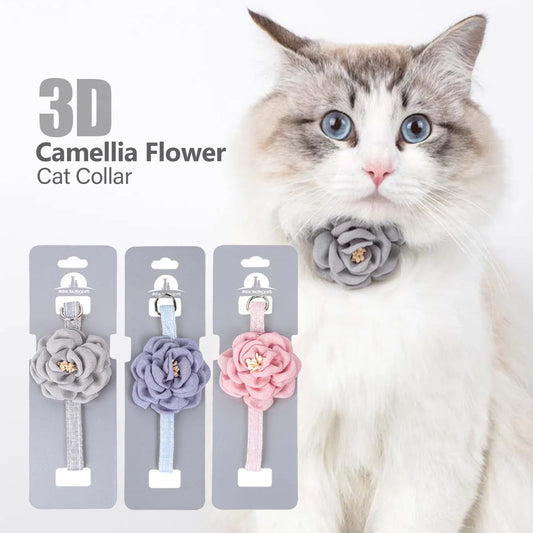 Adjustable 3D Flower Pet Collar for Cats & Small Dogs