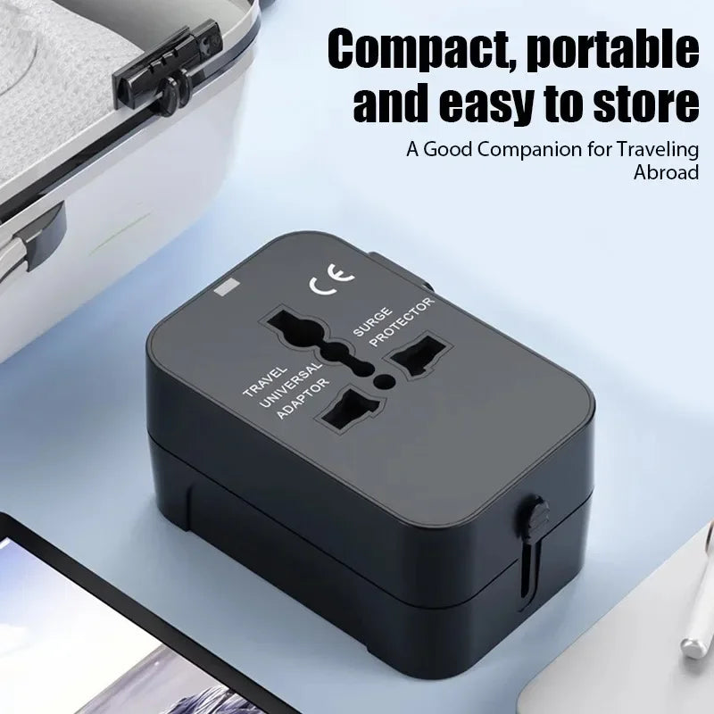 Universal Foldable Travel Adapter with USB-C & USB-A