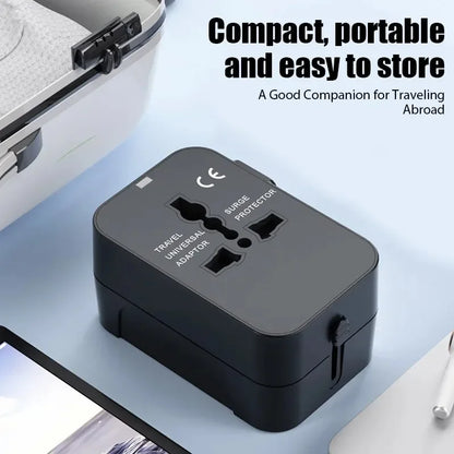 Universal Foldable Travel Adapter with USB-C & USB-A