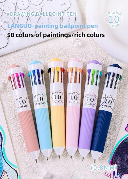 0.8mm Soft Grip Multi-Colour Ballpoint Pen for Drawing & Writing
