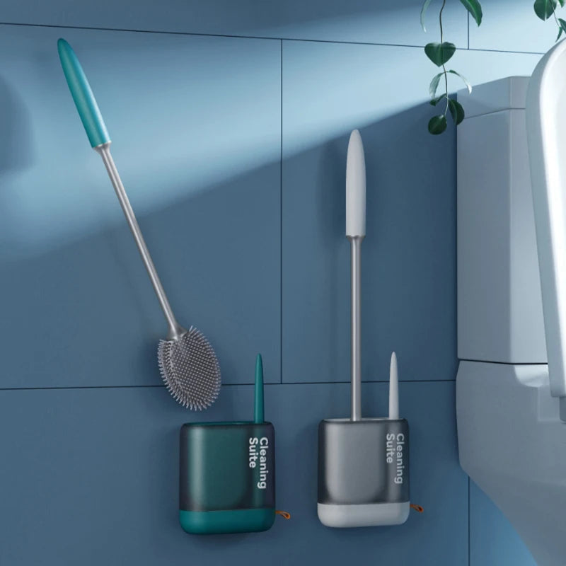 2 In 1 Silicone Toilet Brush With Holder