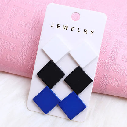 Acrylic Round Square Hexagonal Heart Stud Earrings