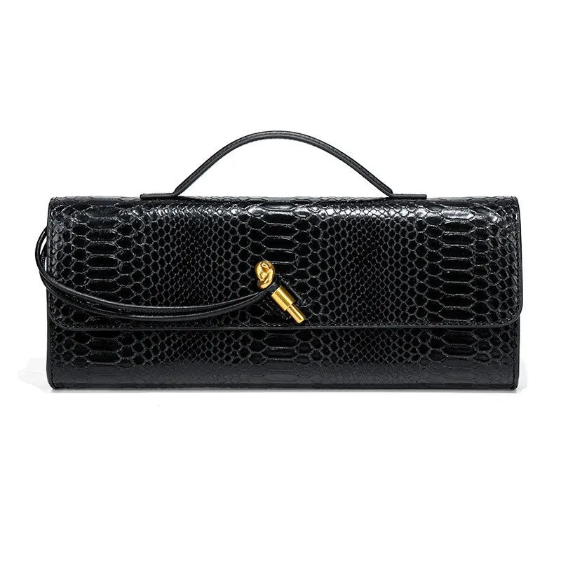 Luxury Snakeskin Top Handle Shoulder Bag