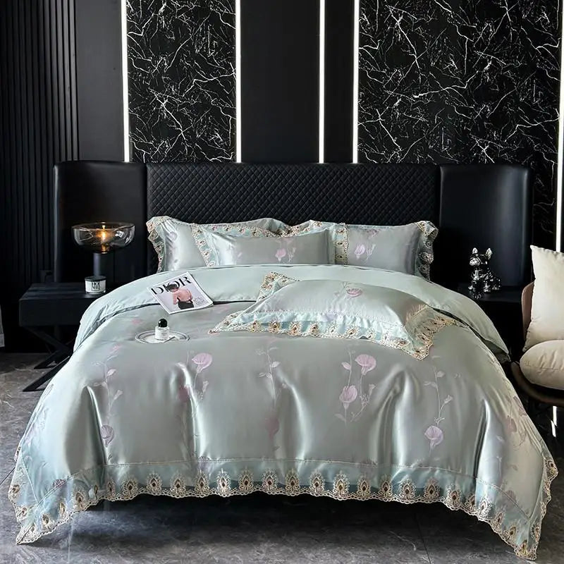 Jacquard Satin Soft Duvet Cover Set