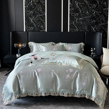 Jacquard Satin Soft Duvet Cover Set