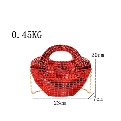 Metallic Acrylic Woven Handbag