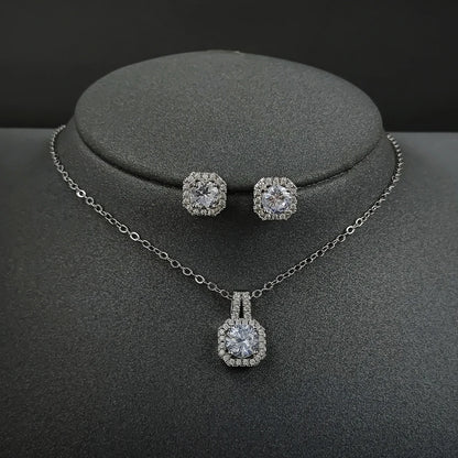 Pink Cubic Zirconia Necklace & Earring Set