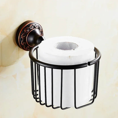 Black Bronze Carved Bathroom Hardware Accessories Set