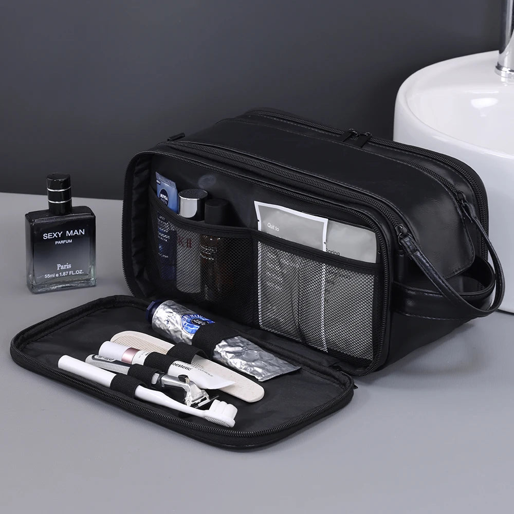 Travel PU Leather Toiletry Organizer Bag