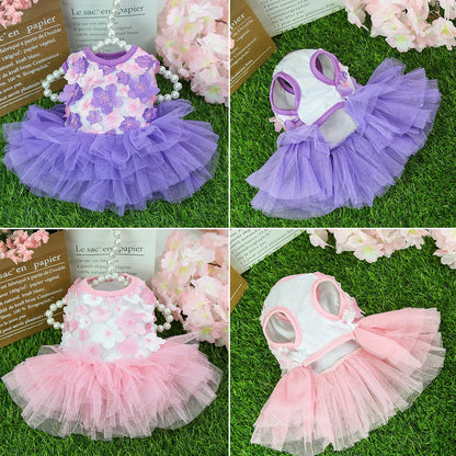 Dog Tutu Dress – Floral Summer Pet Skirt Outfit