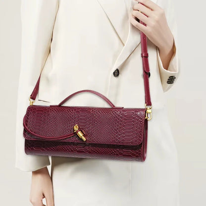Luxury Snakeskin Top Handle Shoulder Bag