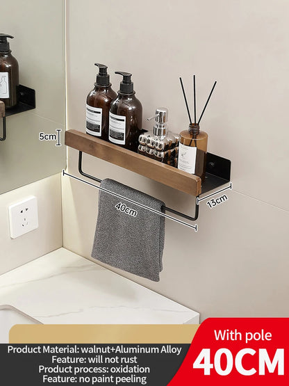 Wood & Aluminium Wall Storage Shelf