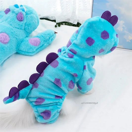 Thickened Blue Dinosaur Pet Hoodie