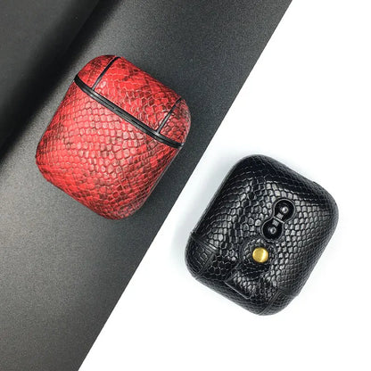 Mobile Phone Case – Luxury Snake Skin PU Leather Earphone Case For Apple