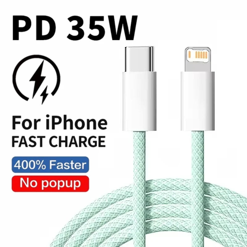 35W USB-C to Lightning Braided Fast Charging Cable for iPhone