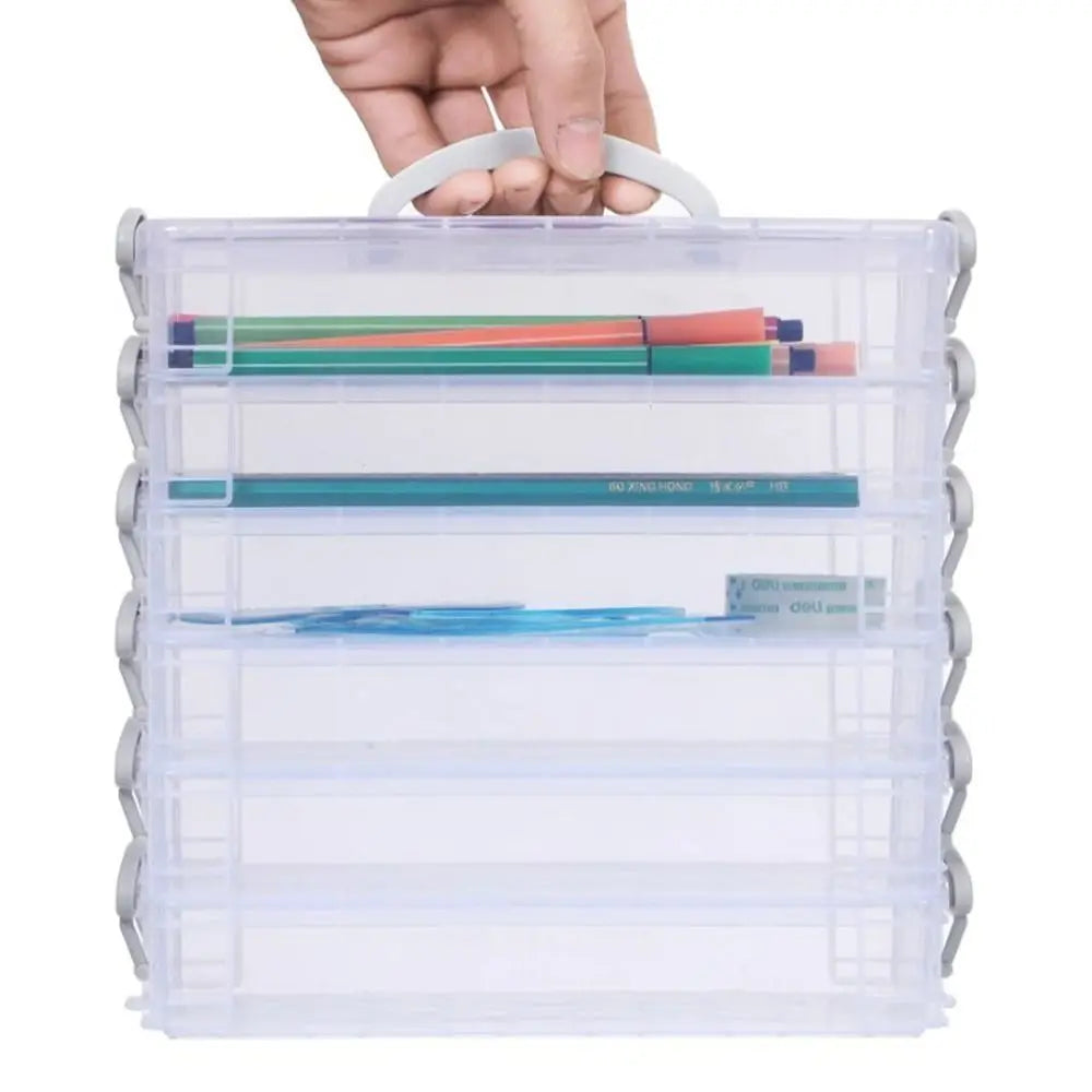 Stackable Multi-Layer Transparent Pencil Case