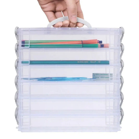 Stackable Multi-Layer Transparent Pencil Case