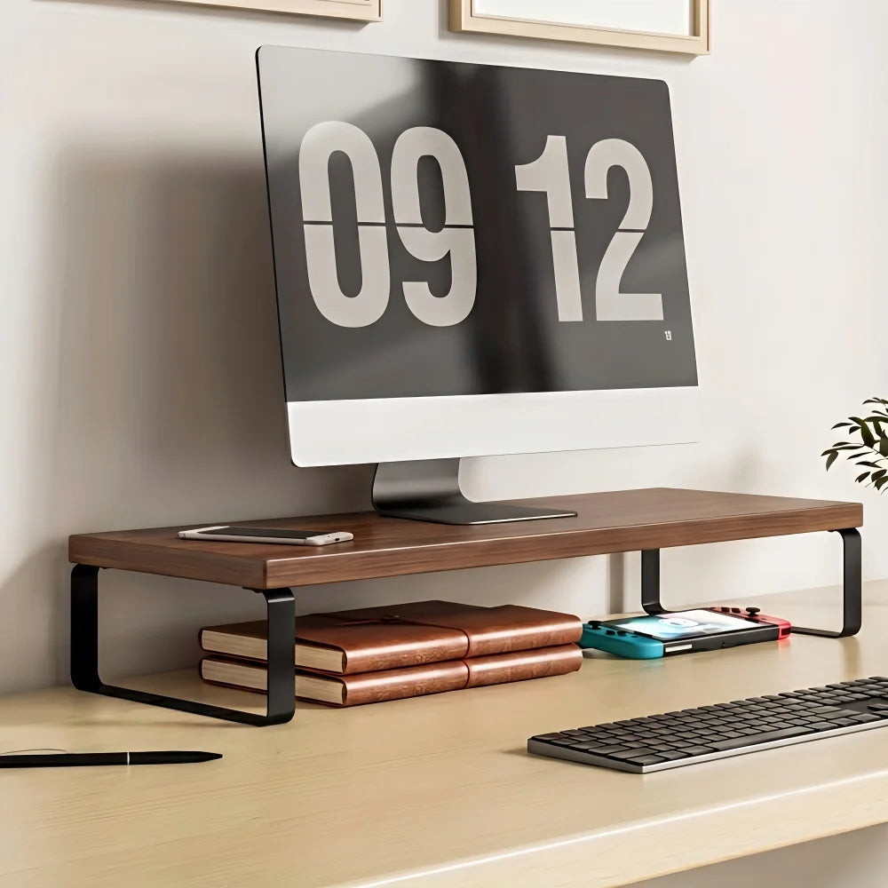 Wooden Desktop Monitor Stand Organizer