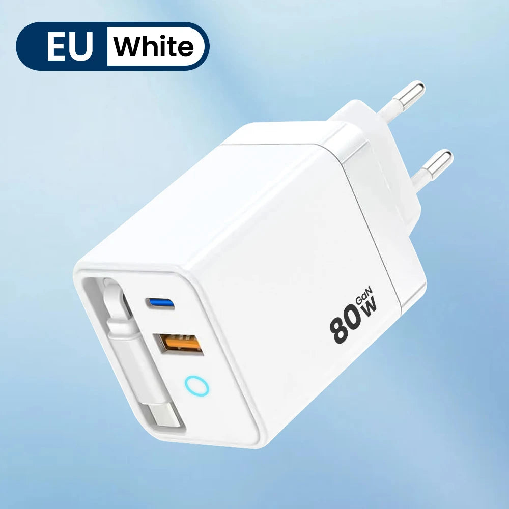 Elough 80W GaN Fast Charger with Multi-Port Cable
