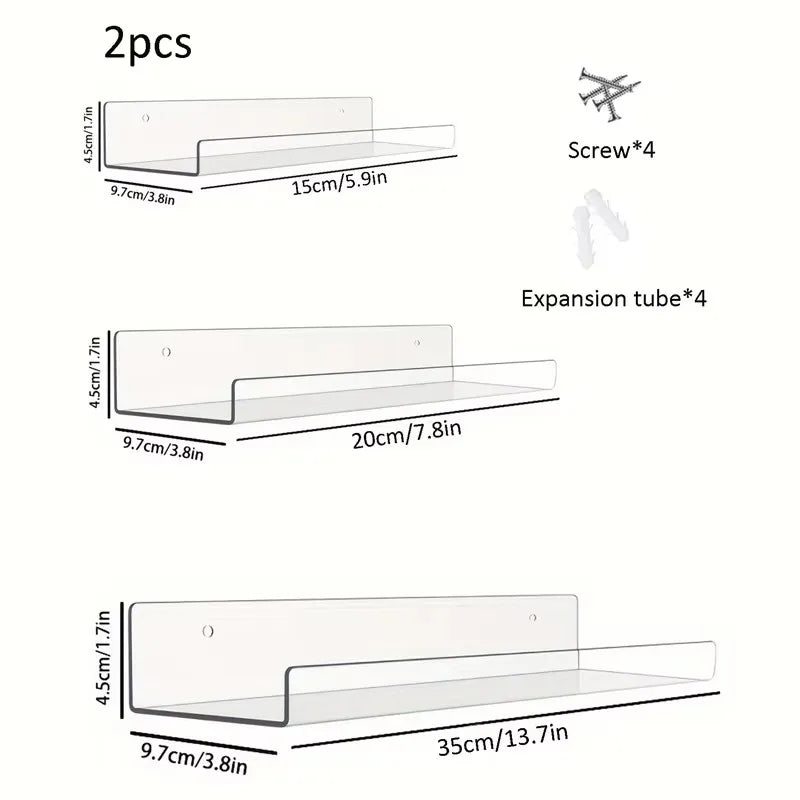 Clear Acrylic Floating Wall Shelf Set