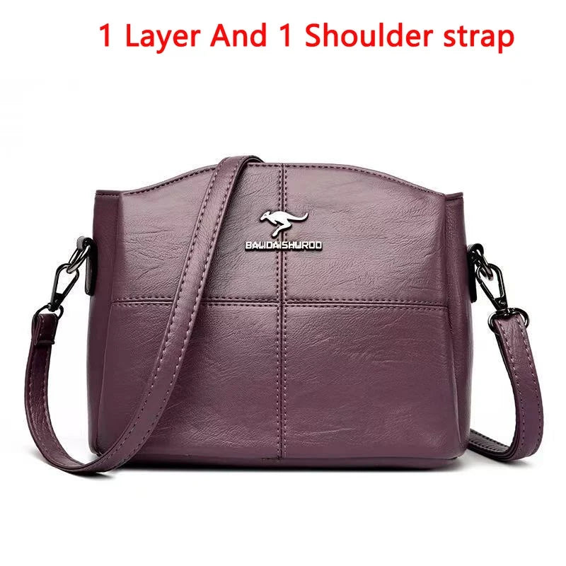 Casual Floral Embossed Leather Crossbody Shoulder Bag