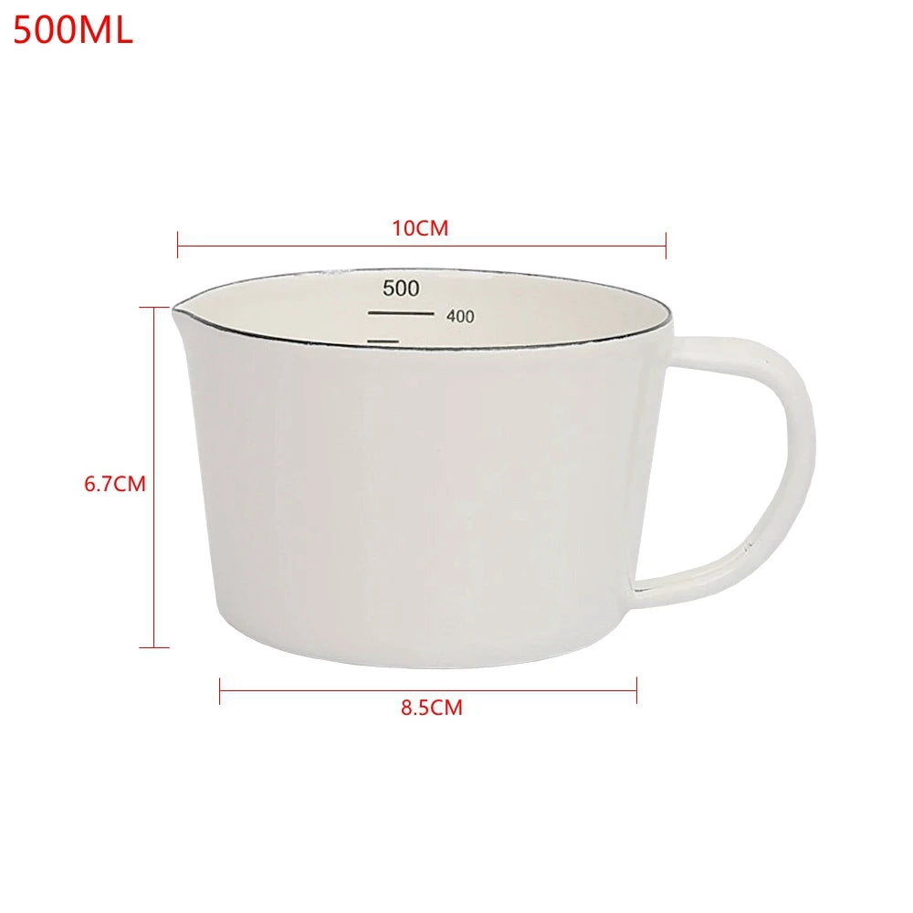 Enamel Measuring Cup with Scale – 500ml / 1000ml Milk Jug