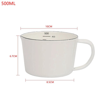 Enamel Measuring Cup with Scale – 500ml / 1000ml Milk Jug