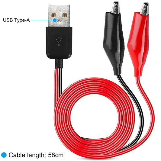 USB-A to Alligator Clip Test Lead Cable